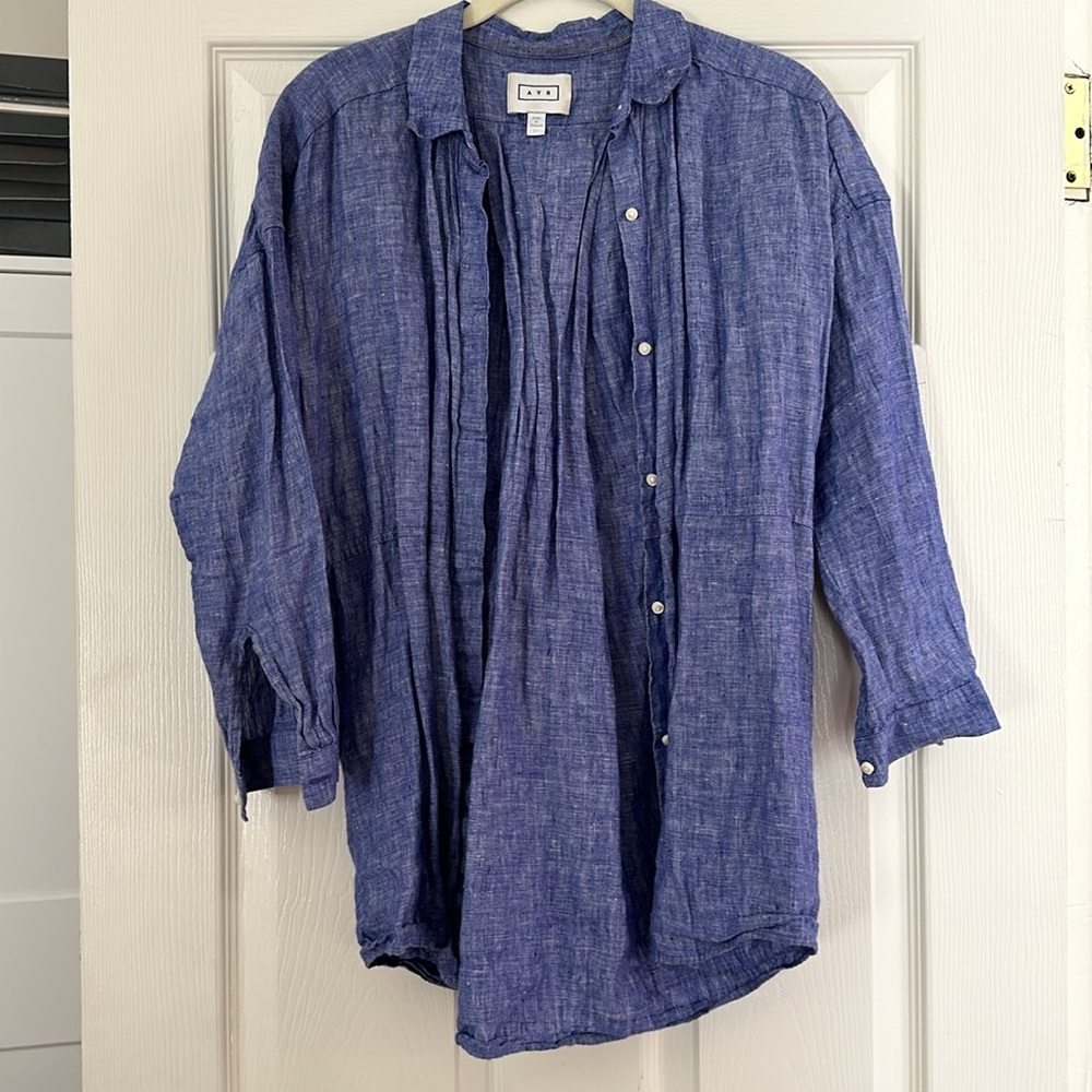 100 % Linen Button Up Ayr Top - image 2